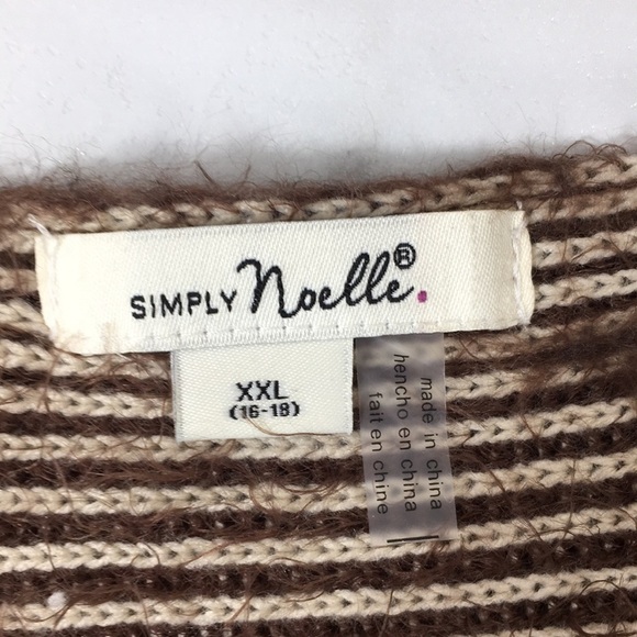 Simply Noelle Brown Tan Striped Cardigan Womens XXL Open Drape‎ Front Eyelash - Picture 6 of 11